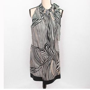 White House Black Market silk bow tie shift dress